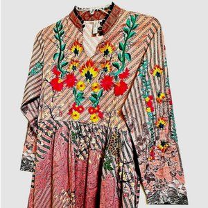 ISO: Embroidered Festival Boho Party Dress Long Sleeve Ethnics by Outfitters